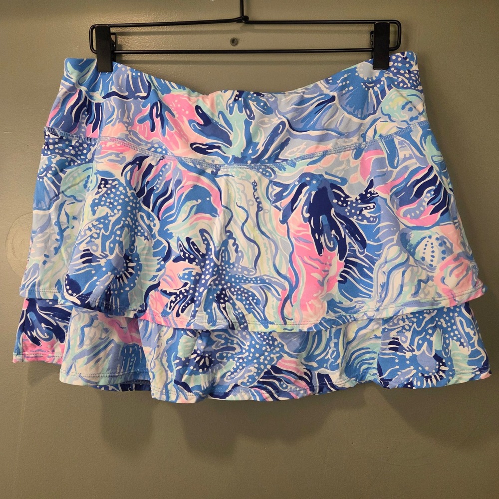 Lilly Pulitzer Luxletic Adlai Tiered Mini Skort Women's Size XL Sun Protection